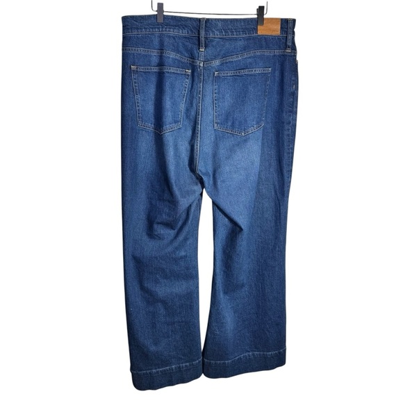J. Crew Denim Trouser in Wesly Wash Size 34 = Size 18 Wide Leg Jeans - Picture 5 of 15